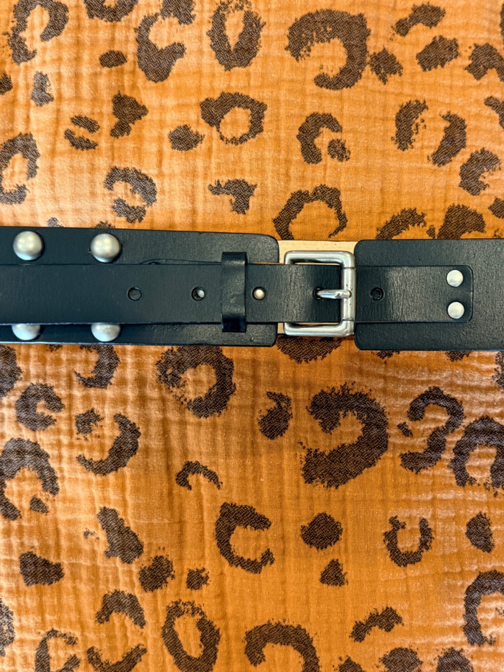 NOBO: 2X Black Studded Leather Belt with Silver Buckle